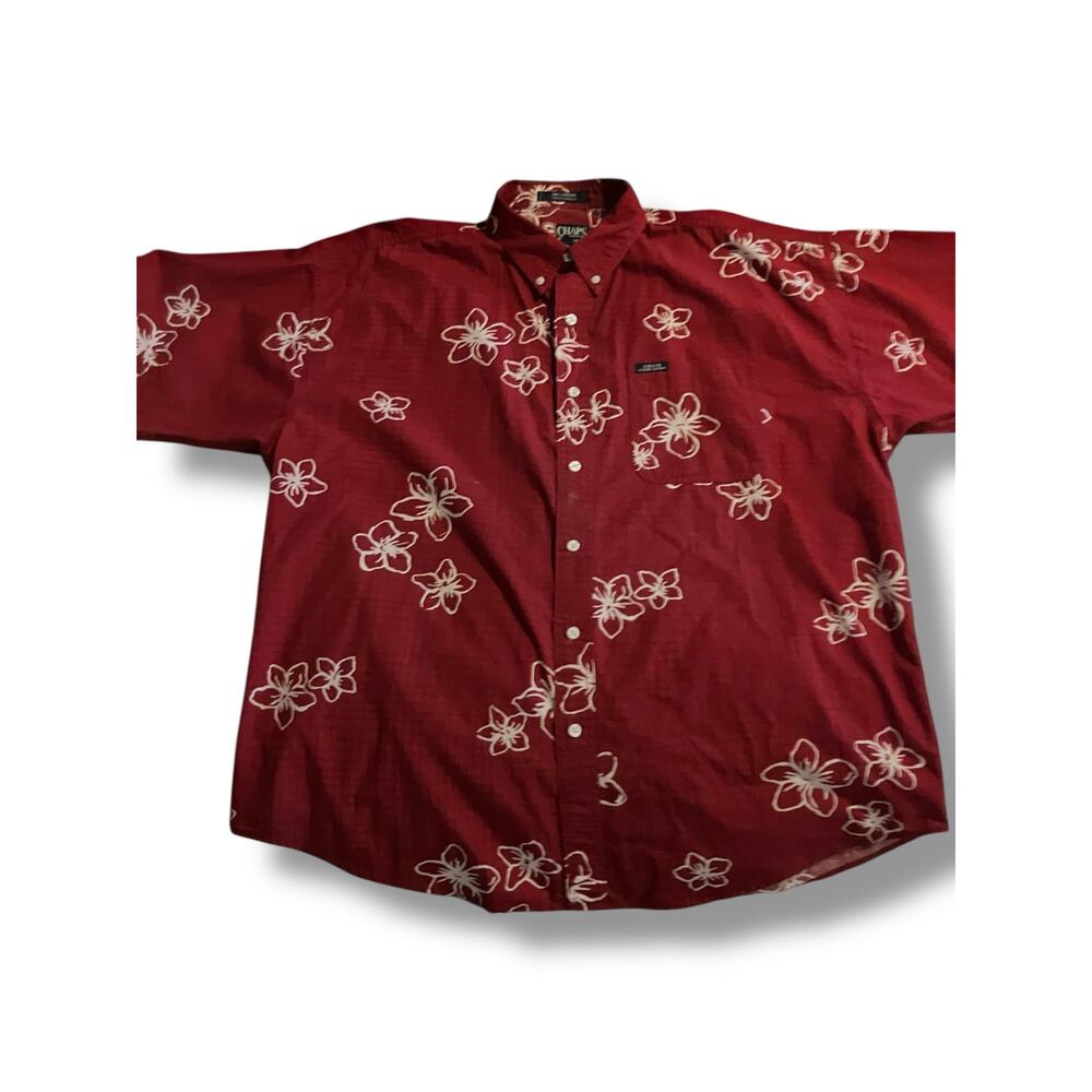 Vintage Chaps Ralph Lauren Hawaiian Shirt XL Red Floral Y2K Vibes